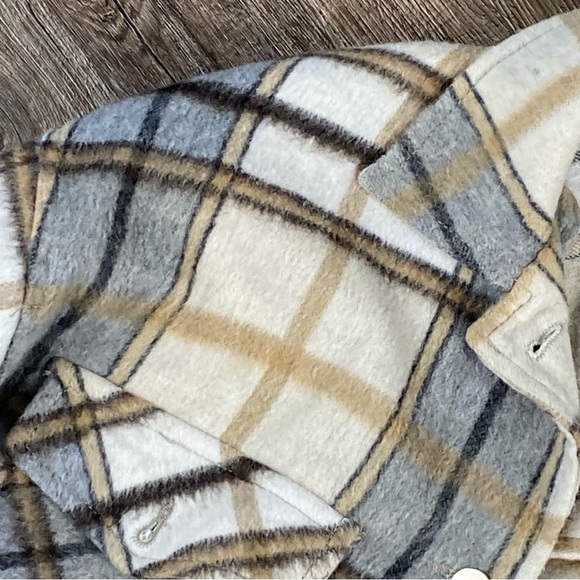 Zara Plaid Shirt Jacket Shacket Women M Plaid Oversized Long Sleeve Button Up - Picture 4 of 10